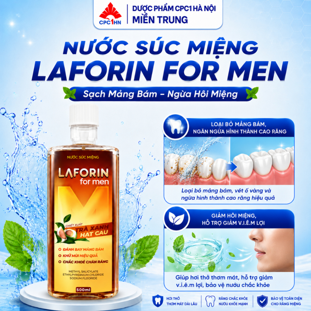 [Giảm ngay 10%]  Nước súc miệng Laforin Formen chuyên biệt cho nam giới - Giảm mùi hôi miệng nhanh