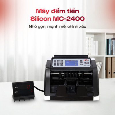 Máy Đếm Tiền Silicon MC-2400 - Dùng cho Cơ Quan, Ngân Hàng, Văn Phòng, BH 12 tháng