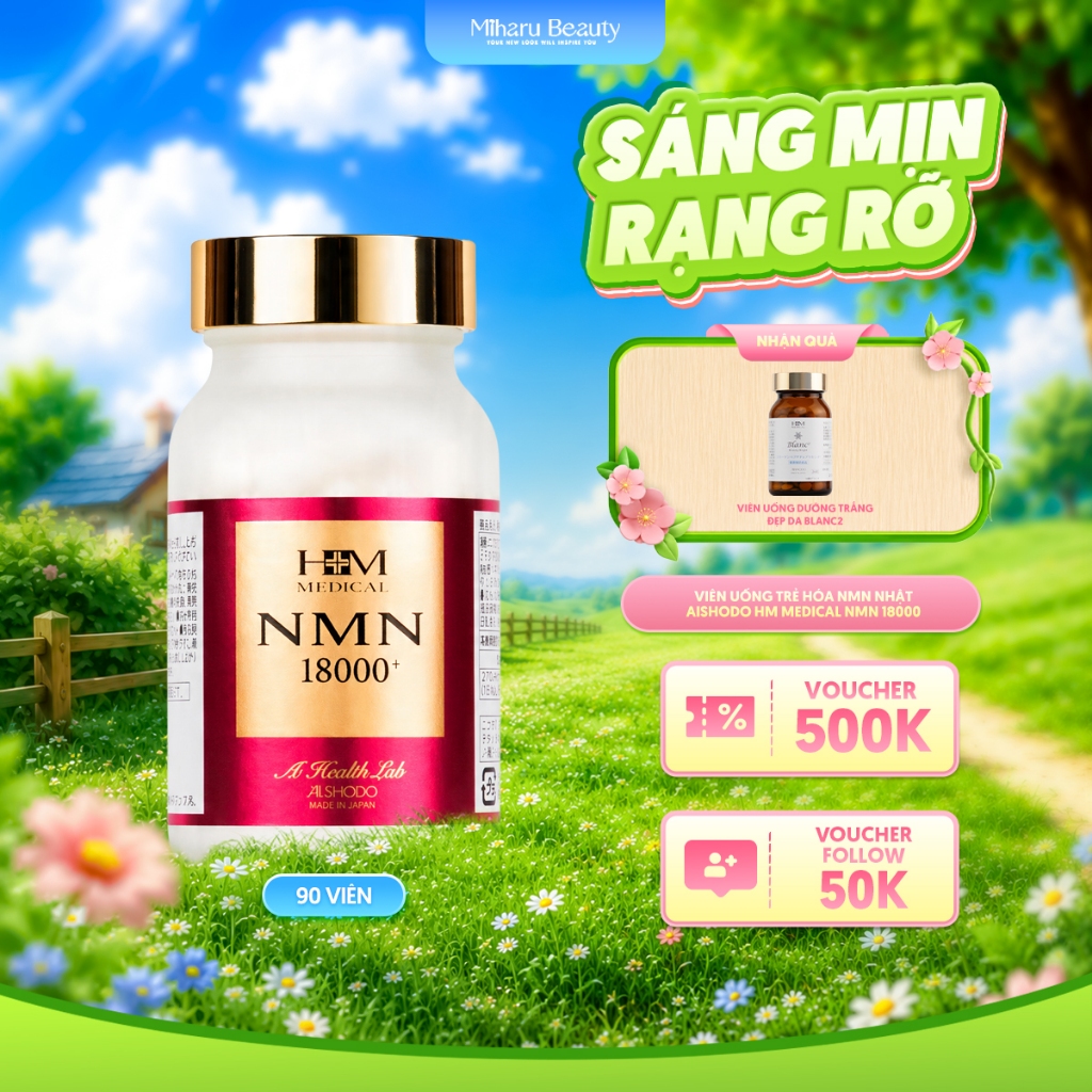 Viên uống trẻ hóa nmn nhật Aishodo HM Medical NMN 18000 90 viên