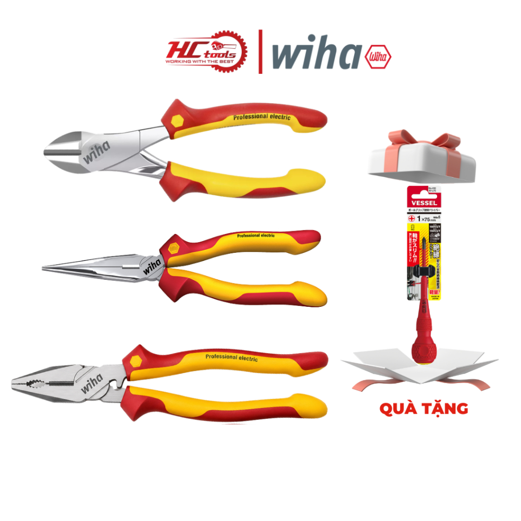 Combo 3 Kìm Cách Điện 1000V WIHA (35716 - 26727 - 41279) Cao Cấp Đức Tặng 200+1x75 - HCTools VN