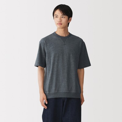[26AW] MUJI Áo Thun Nam Vải Light Sweat Cổ Tròn Tay Lửng