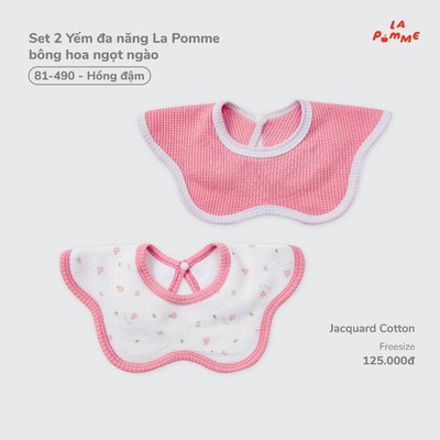 Set 2 Yếm đa năng La Pomme bông hoa ngọt ngào - Sợi Jacquard Cotton mềm mại, thoáng khí - Bé gái - Freesize