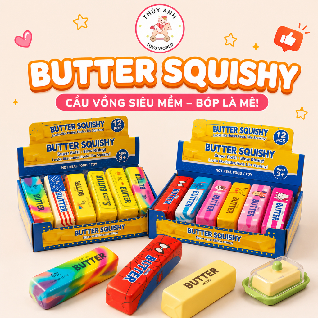 Butter Squishy Cầu Vồng Siêu Mềm – Đồ Chơi Bóp Giảm Stress Cực Đã Tay Cho Bé &…
