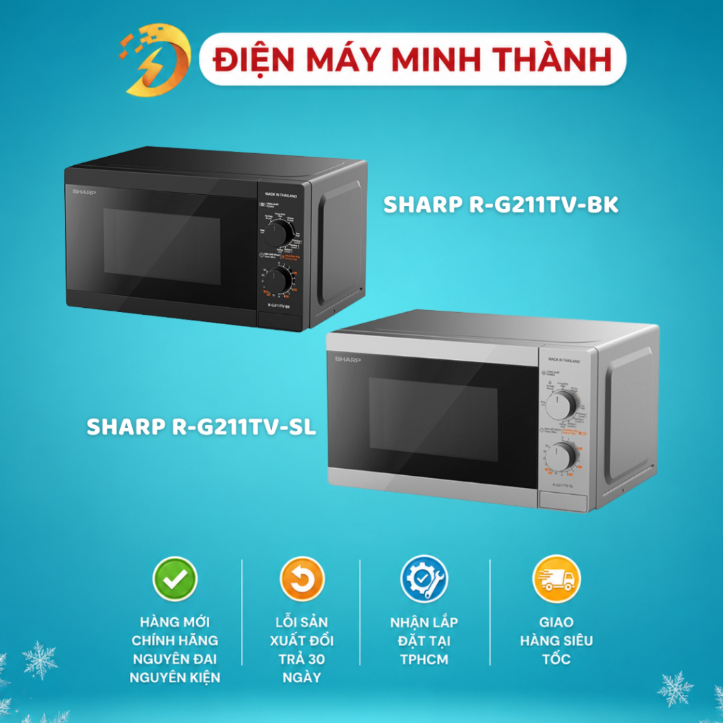 Lò vi sóng có nướng Sharp R-G211TV-BK/SL 21 lít HÀNG CHÍNH HÃNG