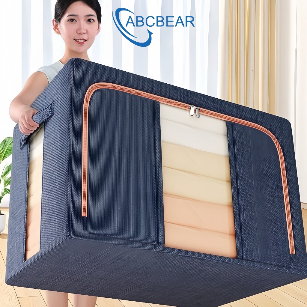 Hộp Đựng Quần Áo Chăn Màn Khung Thép Cao Cấp Túi Vải Đựng Đồ Đa Năng Kích Thước Lớn Thùng Vải Cotton Đựng Đồ Lót