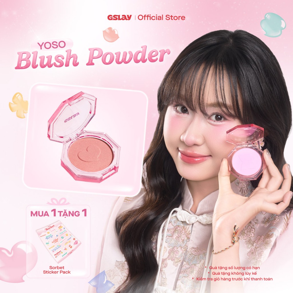 Phấn Má Hồng Thuần Chay Dạng Nén GSLAY YOSO Blush Powder mịn lì, lên chuẩn màu (5g)