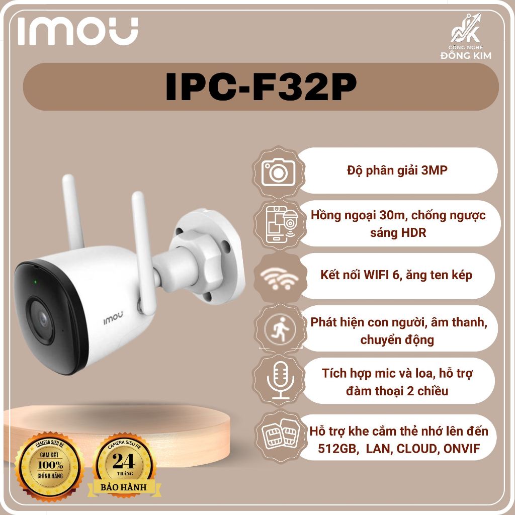 Camera imou ngoài trời bullet F52FP, F32FP F32P F52P phát hiện chuyển động, hàng chính hãng