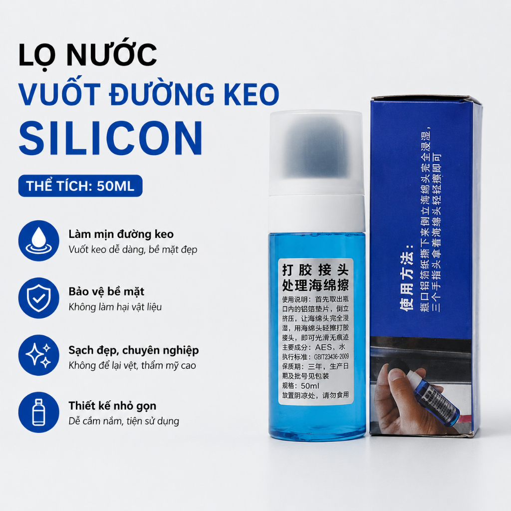 Lọ Nước Vuốt Đường Keo Silicon 50ml Dung Dịch Làm Mịn Keo Silicone Xử Lý Đường Keo Chống Dính Lau Mị