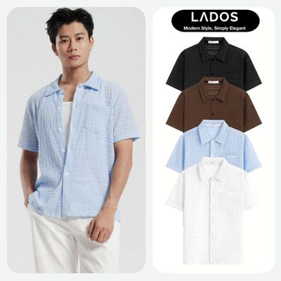 [DEAL MỞ BÁN] Áo Sơ Mi Nam Cổ Bẻ Ngắn Tay LADOS - 8203 Vải Dệt Lưới Thoáng Mát, Ít Nhăn, Phom Regular Thanh Lịch
