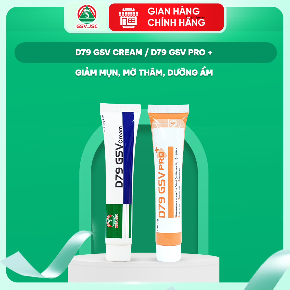 D79 GSV Cream/Pro+ Kem bôi hỗ trợ giảm mụn mờ thâm, dày sừng nang lông (bản mới)