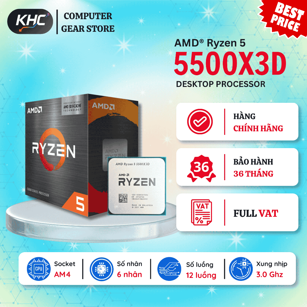 CPU AMD Ryzen 5 5500X3D Tray New (Full VAT)