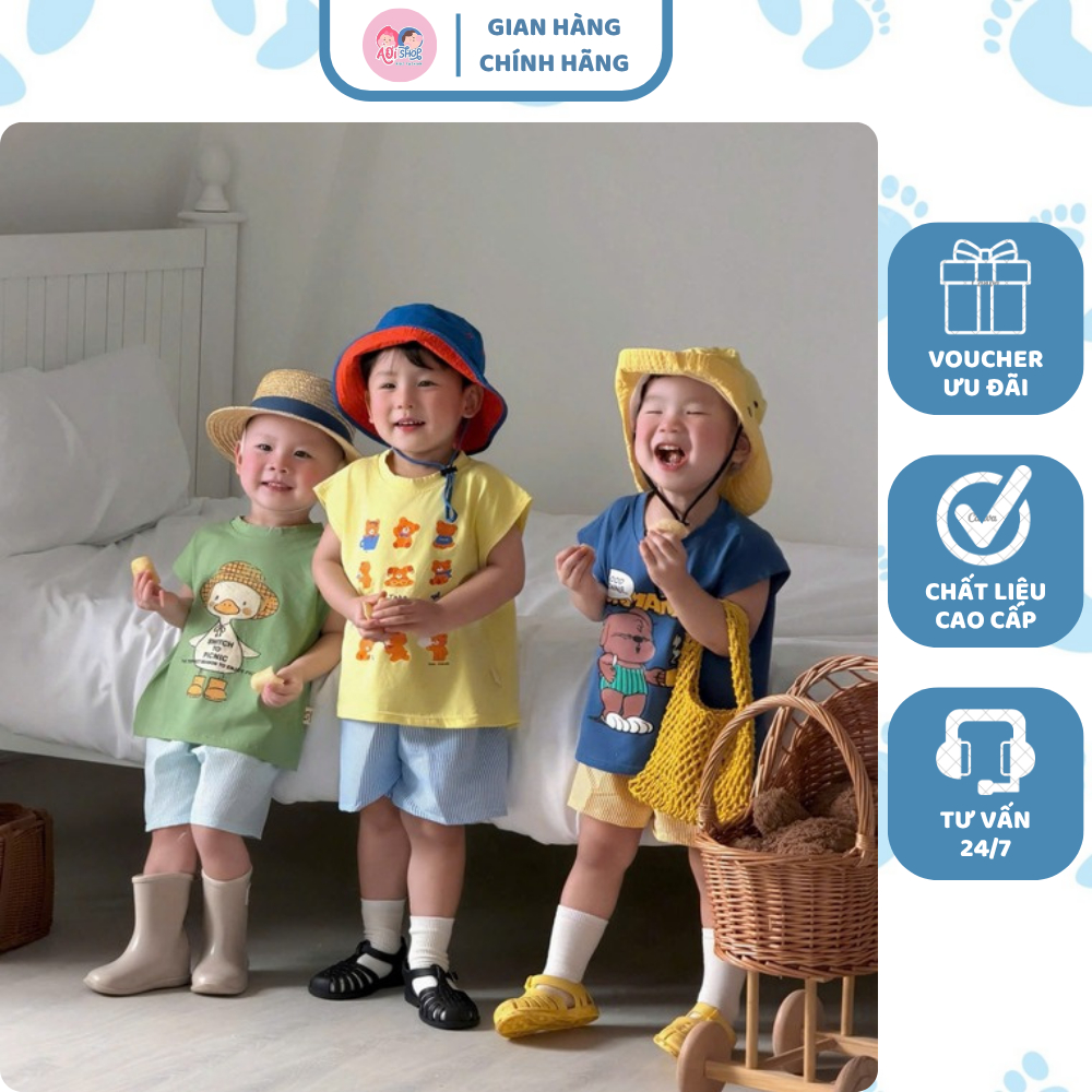 [À ƠI SHOP] D51- set 3 bộ ba lỗ 3 màu hình con vật - a100.374