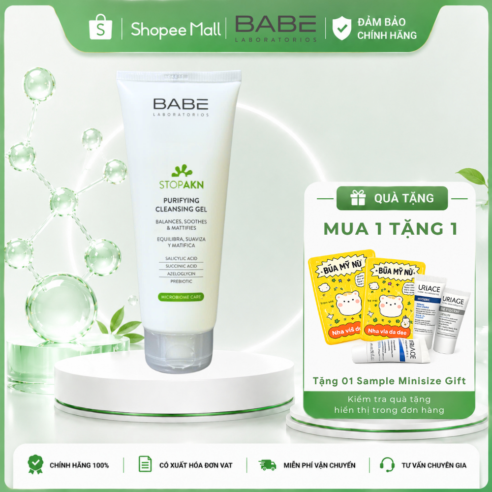 [BẢN MỚI NHẤT] Sữa rửa mặt BABE da dầu mụn LABORATORIOS BABE STOP AKN PURIFYING CLEANSING
