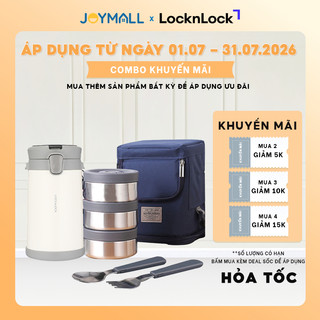 Bộ hộp cơm giữ nhiệt LocknLock 2L LHC8039 có túi, Hàng chính hãng, kèm muỗng nĩa gấp gọn - JoyMall