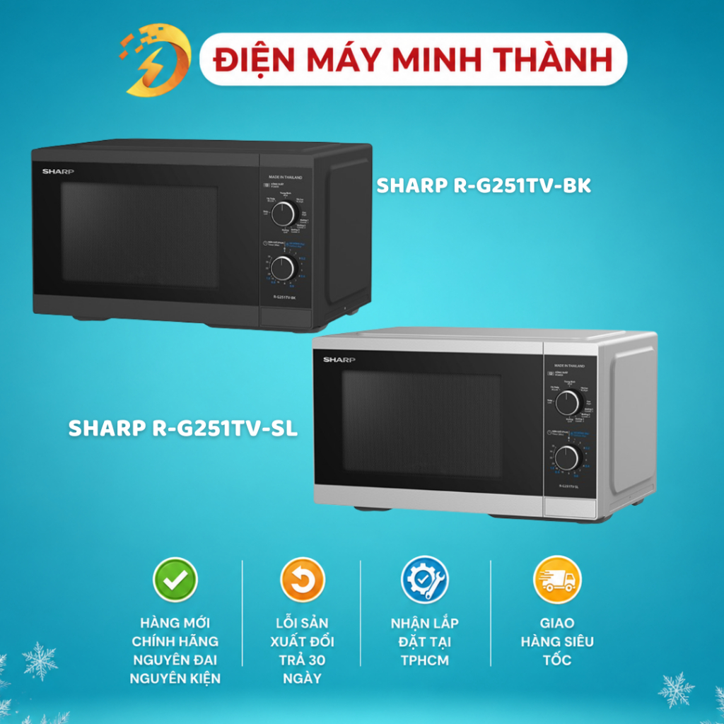 Lò vi sóng có nướng Sharp R-G251TV-BK/SL 25 lít HÀNG CHÍNH HÃNG