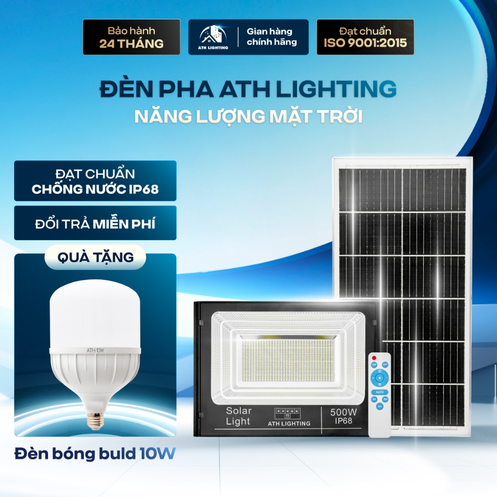 Đèn Năng Lượng Mặt Trời ATH LIGHTING Siêu Sáng Loại Pha Năng Lượng Thế Hệ Mới 100W,200W,300W Vỏ Nhôm Bảo Hành 2 Năm