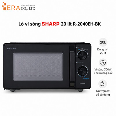 Lò vi sóng Sharp R-2040EH-BK 20L - Hàng chính hãng Bảo hành 12 tháng