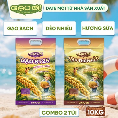 (Combo 10kg) Gạo ST25 Hương Sữa 5kg Và Gạo Thơm Dẻo 5kg - Chính Hãng Gạo Ơi