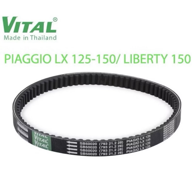 dây curoa Vespa Lx 2V, Liberty 2v, piago Lx 125 ,Beverly ,GT GTS Hiệu VITAL Nhập Zin Thailand