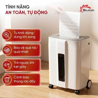Máy hủy tài liệu Silicon PS-1200C - Thiết Kế Trang Nhã, Phù hợp Văn Phòng, Cơ quan