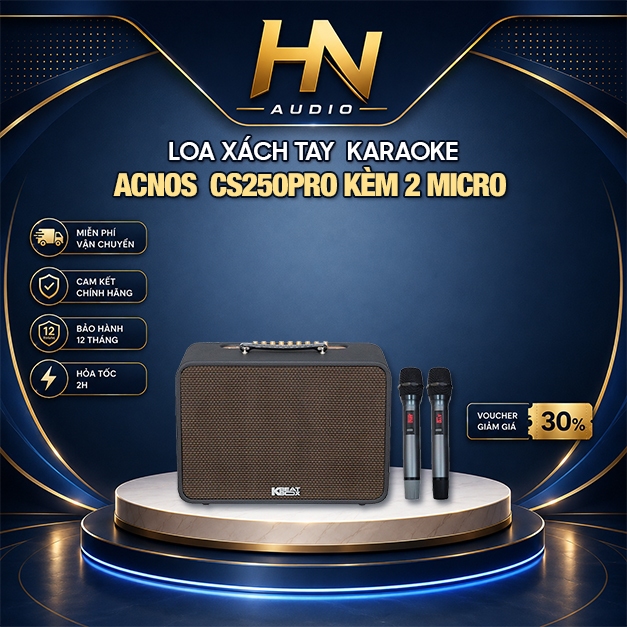 Loa Xách Tay Karaoke ACNOS CS250PRO 400W (PMPO) Mã 2025 Bảo Hành Chính Hãng 12 Tháng