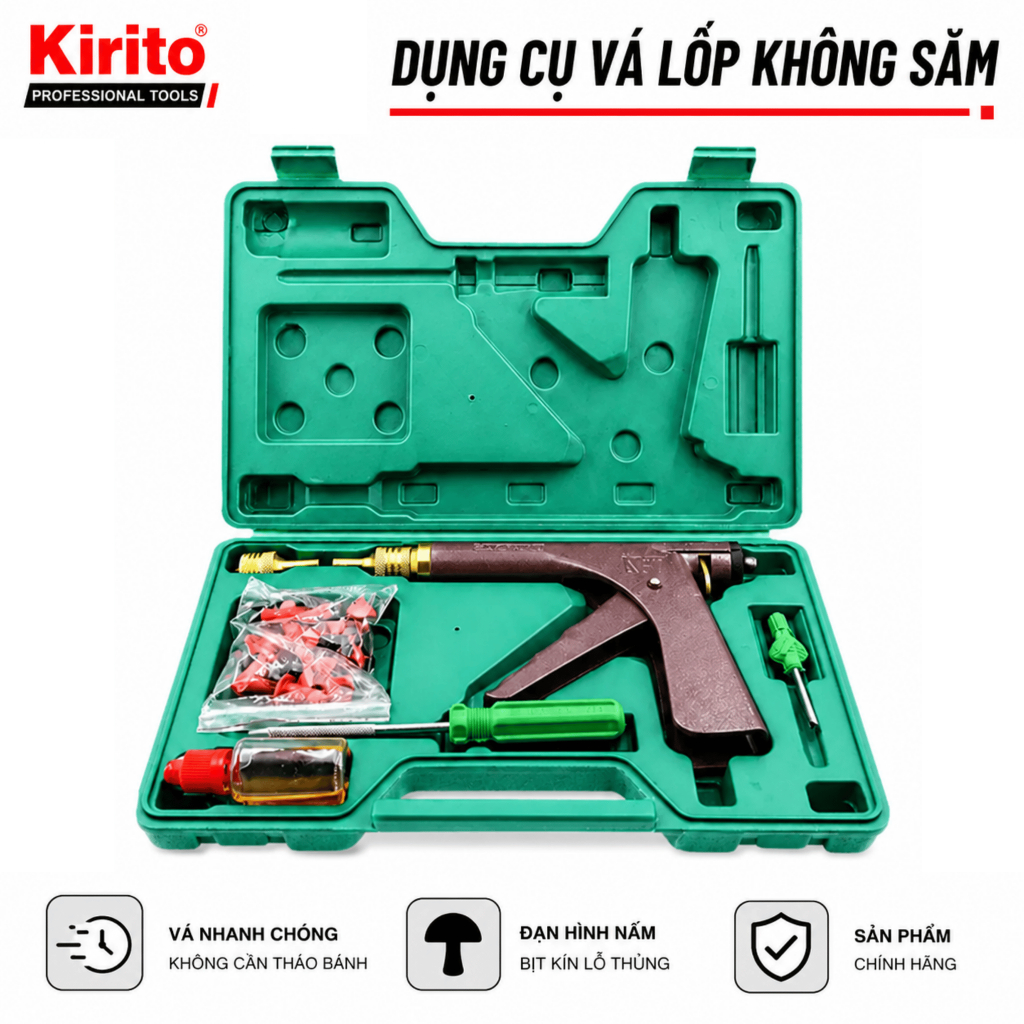 Bộ Dụng Cụ Vá Lốp Không Săm Xe Máy Xe Tay Ga, Vá Nhanh Cho Xe Tiện Lợi, Dễ Sử Dụng