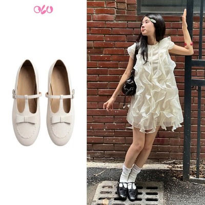 Giày búp bê OLV đế bệt đính nơ tiểu thư Leather Bow Ballet Flats nhiều màu phù hợp mọi dịp