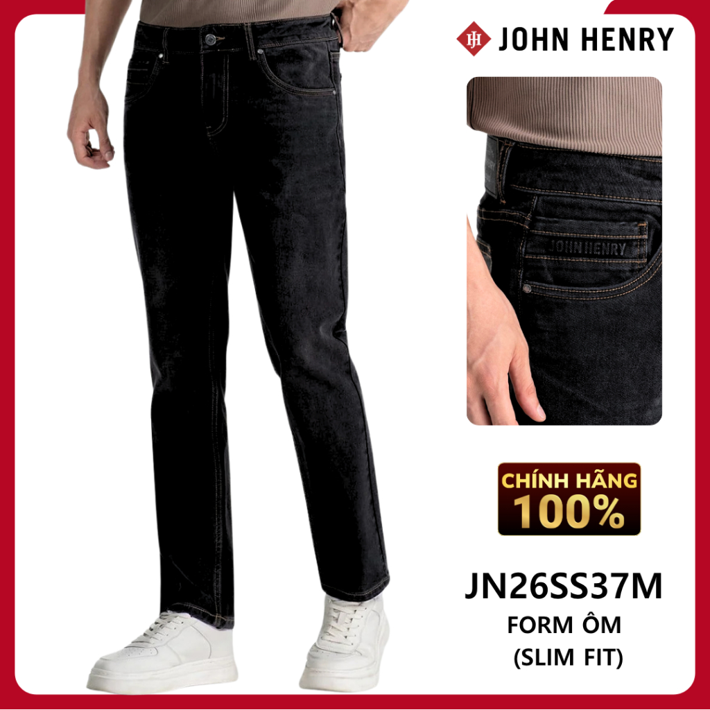 JOHN HENRY - JN26SS37M-SL - Quần Jean Dài Nam Form Ôm Slimfit - Vải Cotton Spandex Thoải Mái Co Giãn