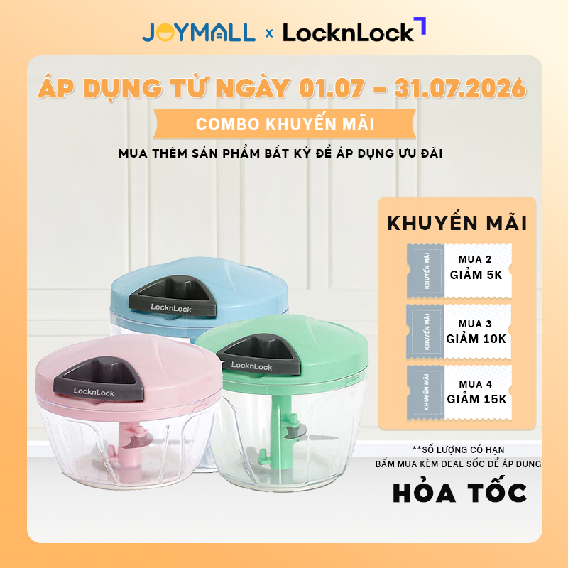 Dụng cụ xay tỏi ớt LocknLock CKS308 CKS309 CKS310 CKS321GRN  - Hàng chính hãng, kéo tay đơn giản - J
