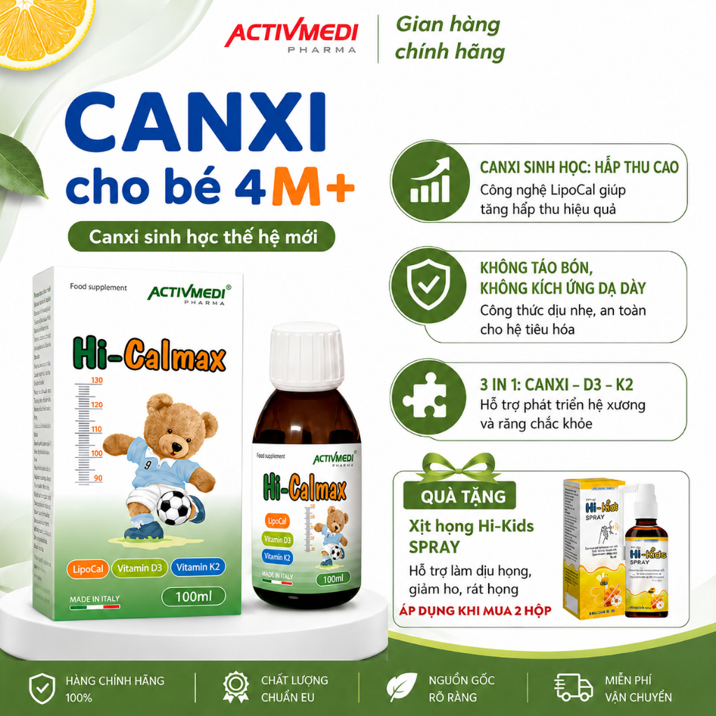 [XH] Hi Calmax bổ sung canxi sinh học Lipocal không táo ACTIVMEDI PHARMA