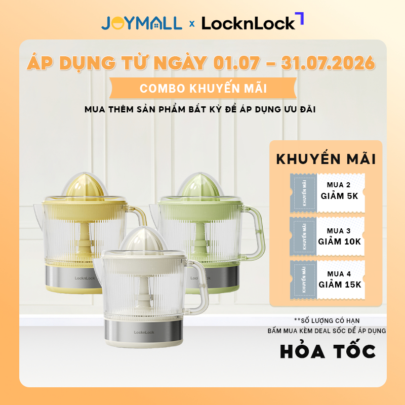 Máy Vắt Cam LocknLock Citrus Juicer EJJ244 40W 700ml, Hàng Chính Hãng, Xoay Ép Hai Chiều - JoyMall