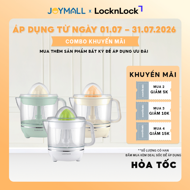 Máy Vắt Cam LocknLock EJJ231 700ml 40W, Hàng Chính Hãng, Xoay Ép 2 Chiều, Vắt Kiệt Nước - JoyMall