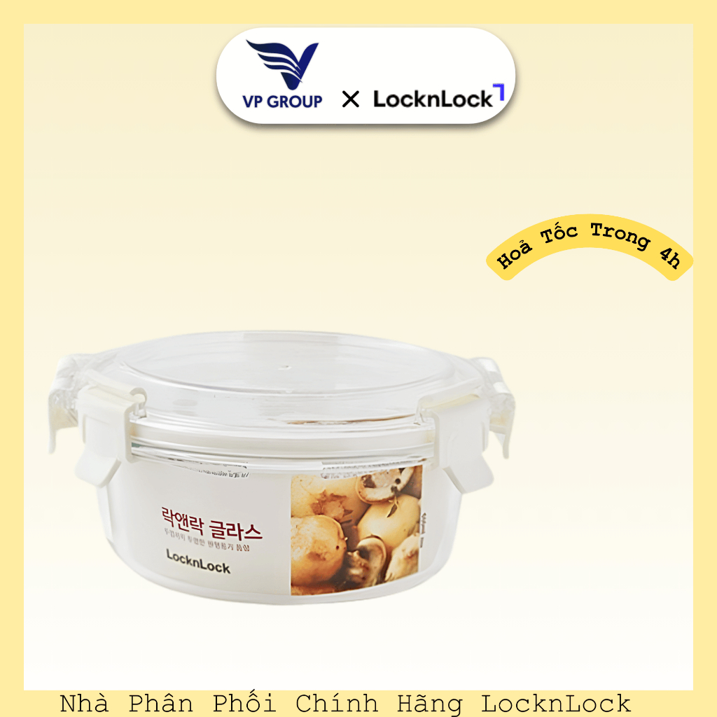 [LocknLock] Hộp thủy tinh chịu nhiệt nắp vòm nhựa Tritan LocknLock 950ML, màu trắng - LLG896 (VPG)
