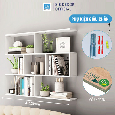 Kệ Sách Gỗ Treo Tường 4 Tầng 120cm, Giá Để Sách Trang Trí Cho Bé SIB Decor KT06-120