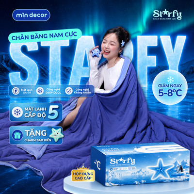 Chăn Băng Nam Cực Starfy Mịn Decor Cao Cấp - Mát Lạnh Tức Thì, Mềm Mướt Như Nước - Không lạnh hoàn tiền