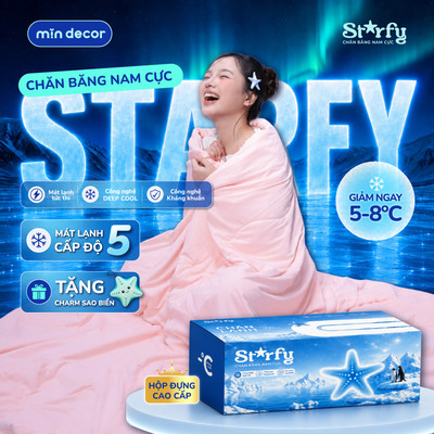 [HOẢ TỐC] Chăn Băng Nam Cực STARFY Mịn Decor - Mát Lạnh Tức Thì, Mềm Mướt - Kèm Hộp Đựng Cao Cấp