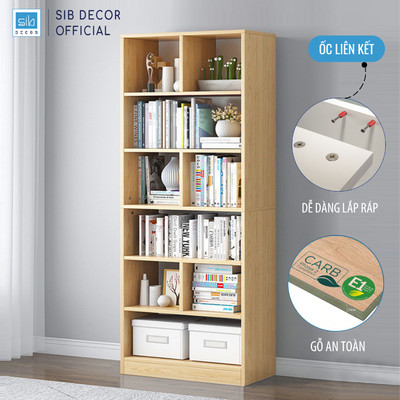 Giá Sách Gỗ Đứng Dài 60cm, Cao 178cm, Rộng 24m Kệ Để Sách Đồ Trang Trí Decor SIB KSG02
