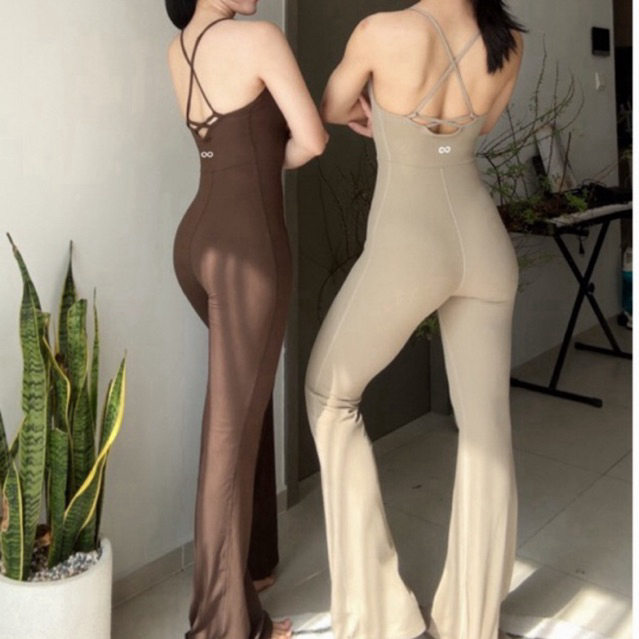 bodysuit ống loe dài tập gym, yoga, pilates nữ co giãn thấm hút tốt