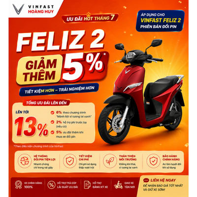 [HN] Feliz II 2026 - Xe Máy Điện VinFast Feliz 2 - Đổi pin tại trụ -  Bảo Hành Toàn Quốc