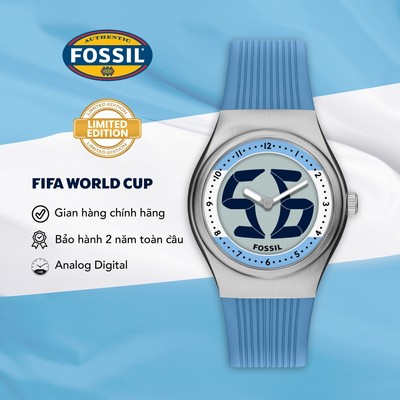 Đồng hồ nam Fossil Archival Big Tic World Cup LE1240 mặt kim-điện tử, 40MM, dây Silicone xanh dương, mặt lá cờ Argentina