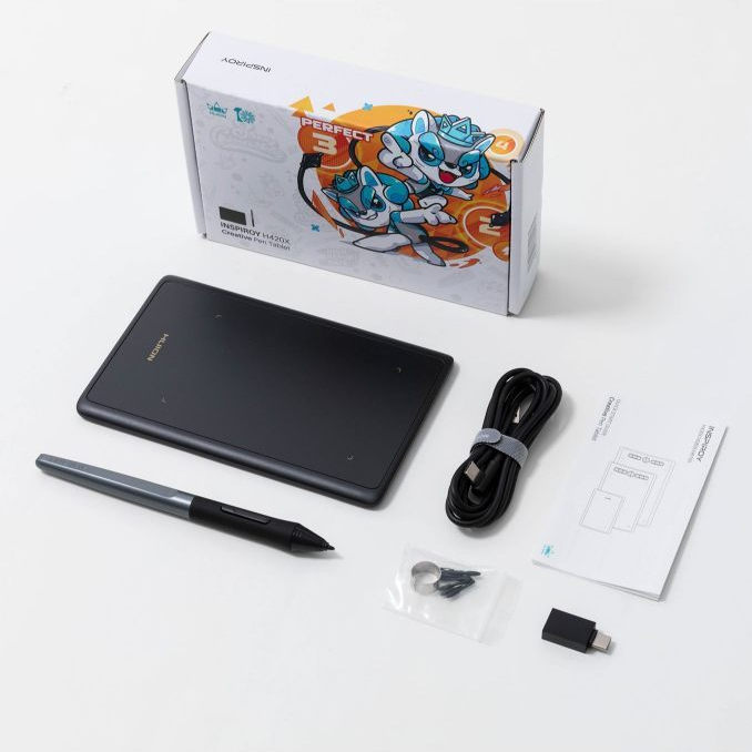 Bảng Vẽ Digital H420X Hỗ Trợ Ghi Chú Dạy Học Vẽ Tranh Kết Nối Điện Thoại Android Laptop PC