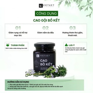 Cao Bồ Kết nguyên chất không bọt Vietket 200ml - Giảm gàu, giảm nấm, giảm ngứa, hỗ trợ mọc tóc