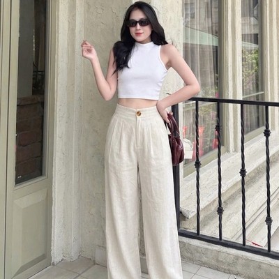Quần linen lưng bán thun nhiều màu diện hè thời trang Callene (XK859)