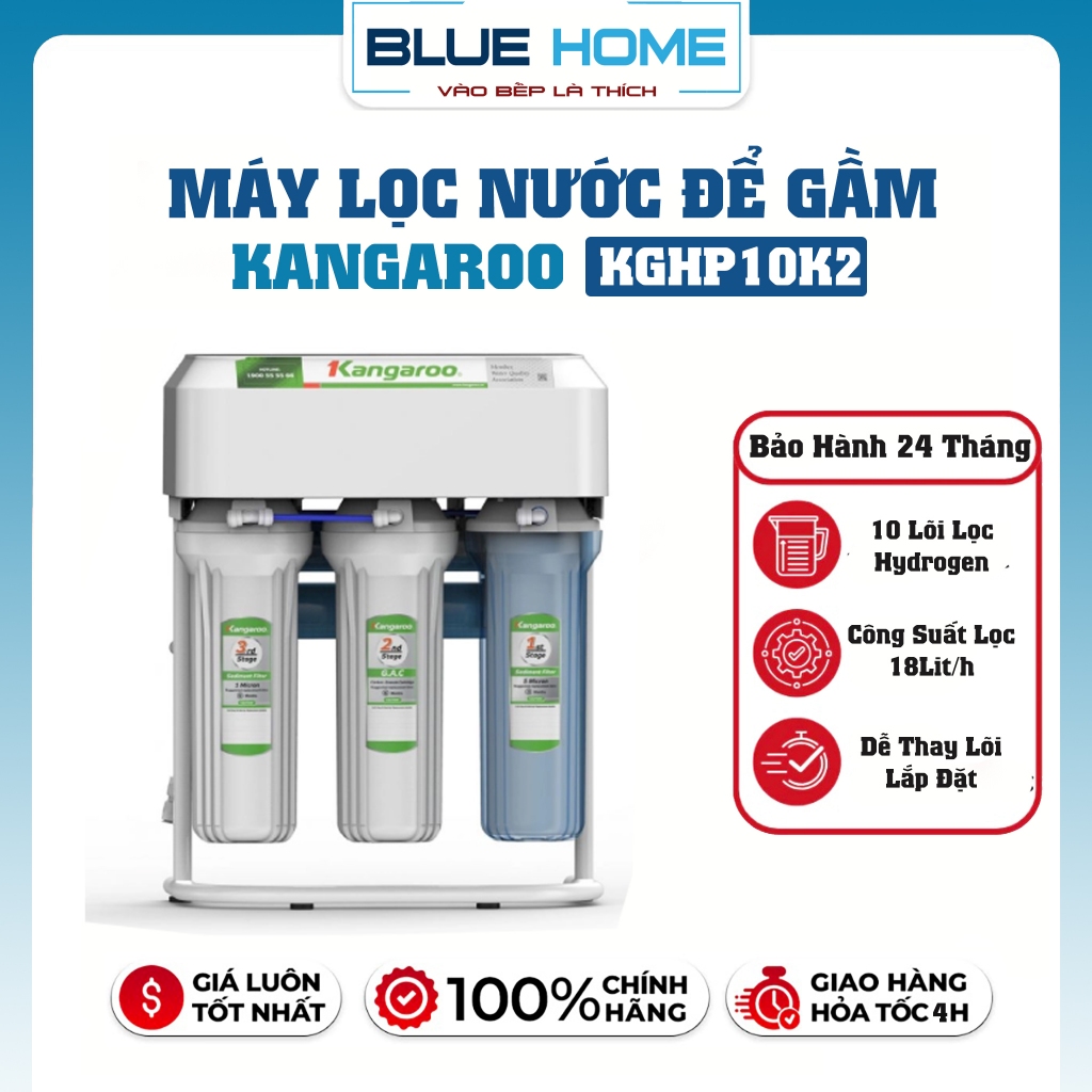 Máy Lọc Nước Để Gầm Kangaroo KGHP10K2, 10 Lõi Lọc - Công Suất 18Lit/h, Hàng Chính Hãng