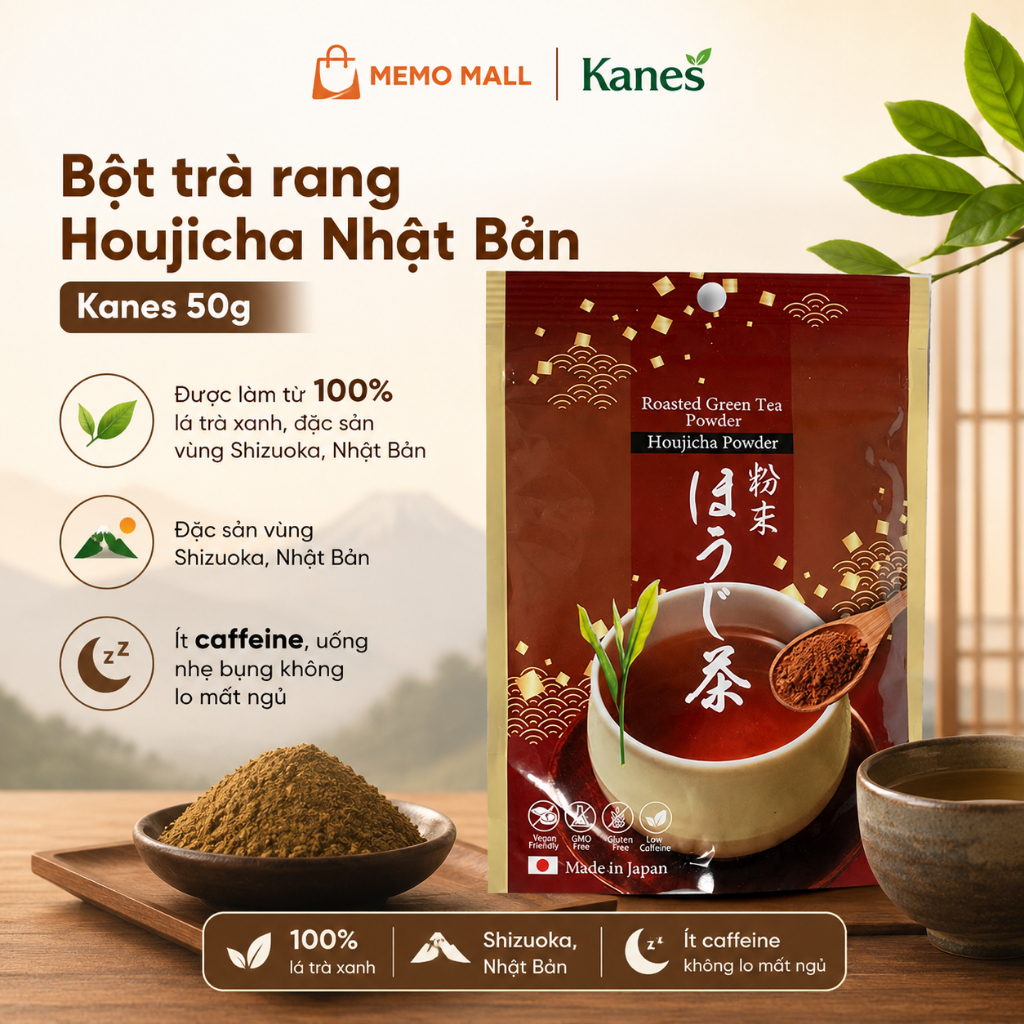 Bột trà rang Houjicha Nhật Bản Kanes 50g / Matcha Kanes 50g