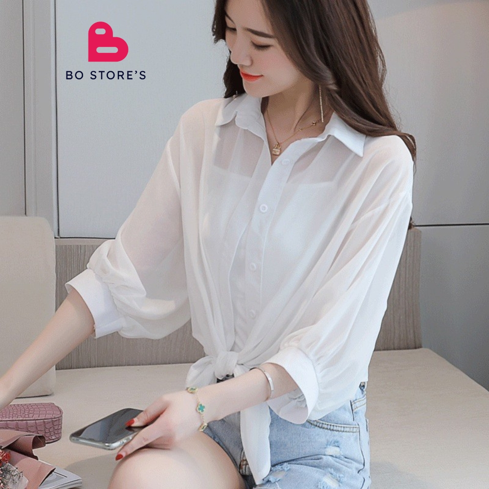 [XẢ KHO] Mã 019 - Áo khoác cardigan dáng sơ mi đi biển, khoác ngoài kiểu dáng thanh lịch, chất voan mỏng mát nhẹ nhàng