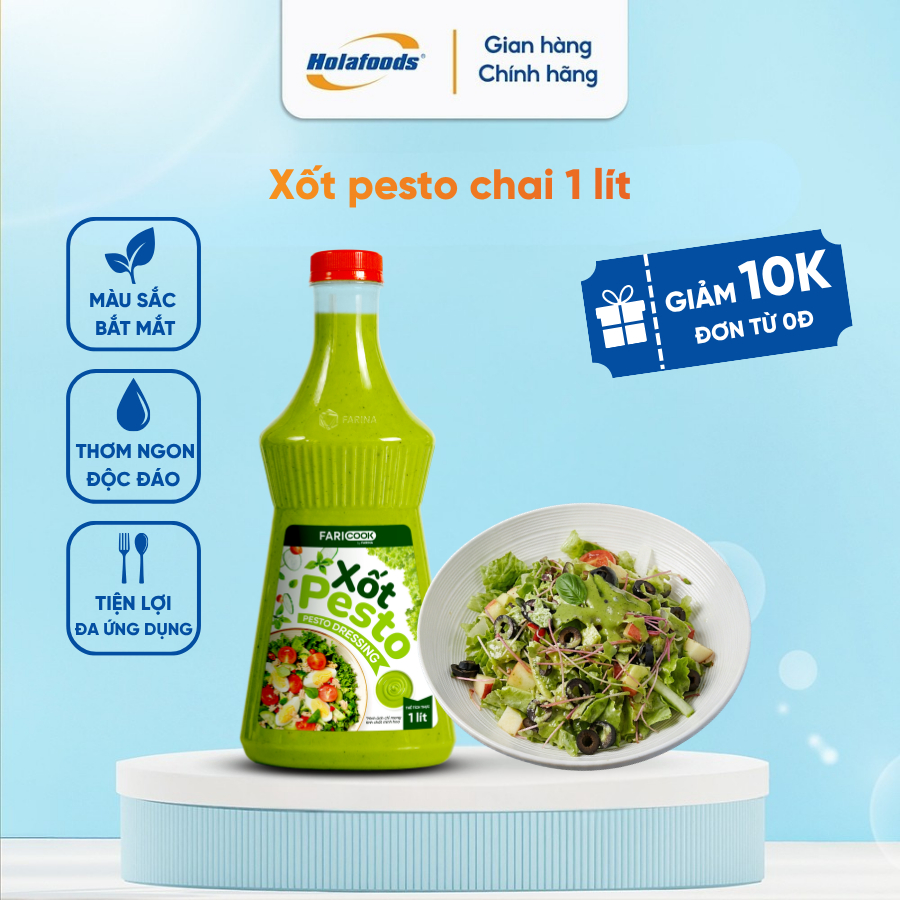 Xốt pesto hiệu FariCook từ Farina - Đậm vị thảo mộc, hương vị hòa quyện, chuẩn Âu, xốt salad, xốt pi