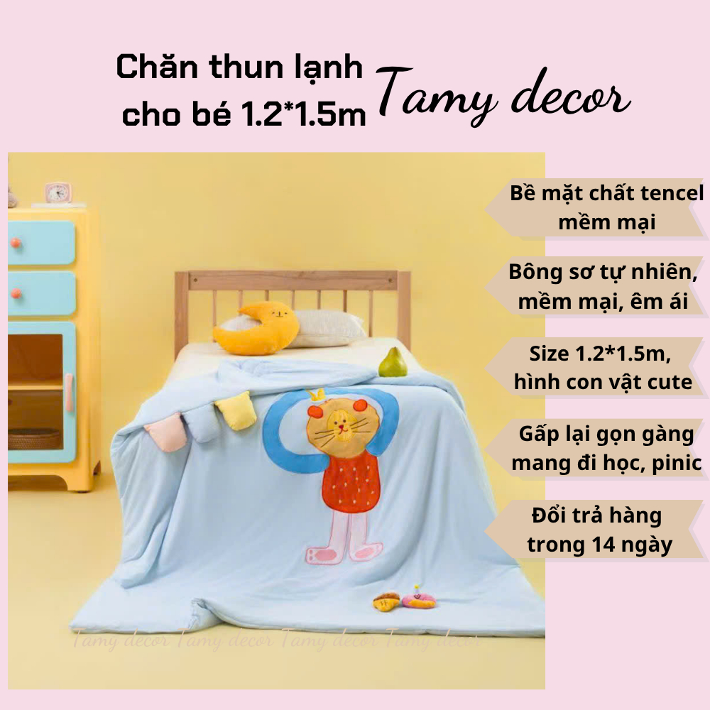 Chăn hè tencel cho bé Tamy Decor chăn hè cho bé đến lớp chất tencel mát mẻ cho mùa hè kích thước 1.2