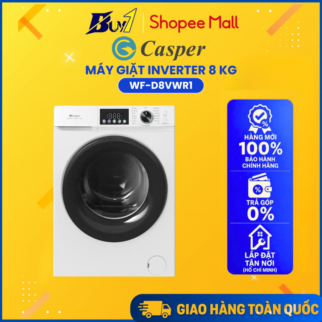 WF-D8VWR1 - Máy Giặt Casper Inverter 8.0 Kg WF-D8VWR1 - Hàng Chính Hãng