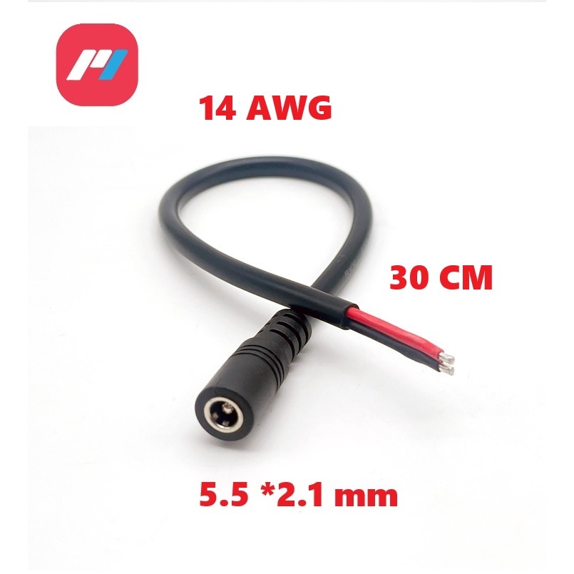 Loại 1, jack nguồn DC 5.5x2.1mm Dây 16AWG 14AWG Siêu To Chịu Tải Cao, Loại dày, Xịn